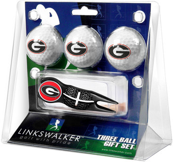 Georgia Bulldogs - Black Crosshair Divot Tool 3 Ball Gift Pack