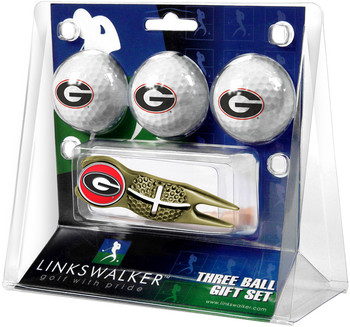 Georgia Bulldogs - Gold Crosshair Divot Tool 3 Ball Gift Pack