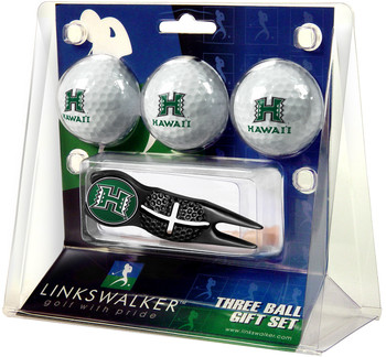 Hawaii Warriors - Black Crosshair Divot Tool 3 Ball Gift Pack