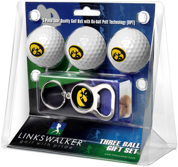 Iowa Hawkeyes - 3 Ball Gift Pack with Key Chain Bottle Opener
