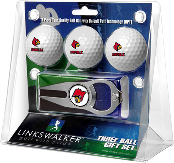 Louisville Cardinals - 3 Ball Gift Pack with Hat Trick Divot Tool