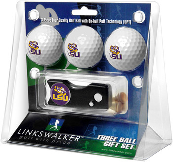 LSU Tigers - Spring Action Divot Tool 3 Ball Gift Pack