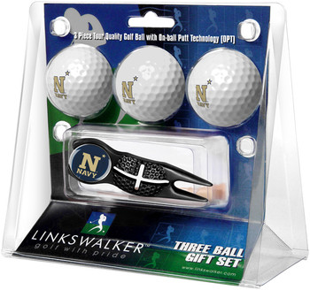 Naval Academy Midshipmen - Black Crosshair Divot Tool 3 Ball Gift Pack