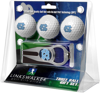 North Carolina  -  University Of - 3 Ball Gift Pack with Hat Trick Divot Tool