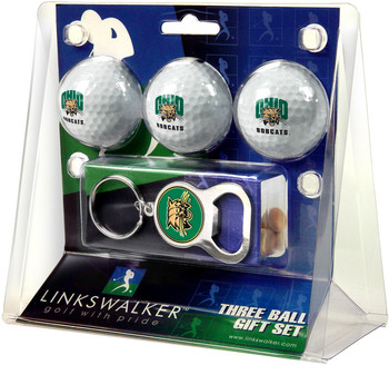 Ohio University Bobcats - 3 Ball Gift Pack with Key Chain Bottle Opener