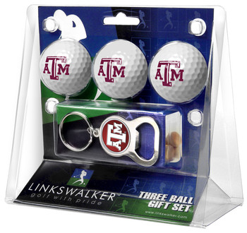 Texas A&M Aggies - 3 Ball Gift Pack with Key Chain Bottle Opener