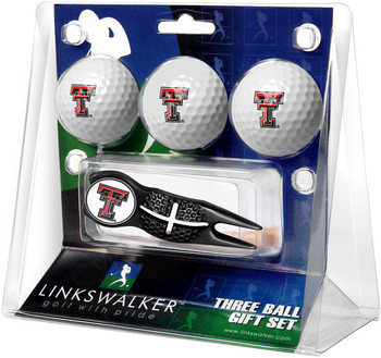 Texas Tech Red Raiders - Black Crosshair Divot Tool 3 Ball Gift Pack