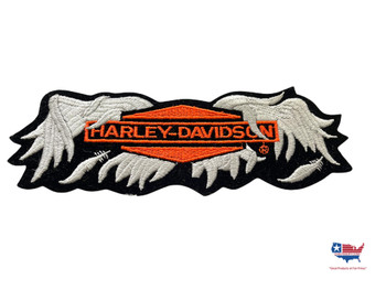 HARLEY DAVIDSON MOTOR CYCLE GRAY ORANGE WIDE PATCH 