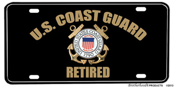 US Coast Guard Emblem Retired Aluminum License plate