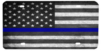 Thin Blue Line Subdued American Flag Vanity License Plate