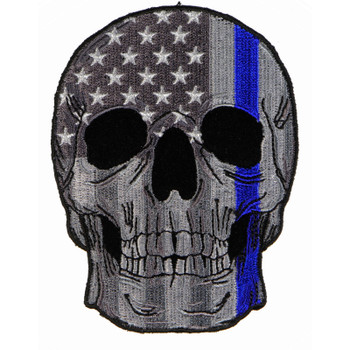 Police Skull Blue line US Flag Patch