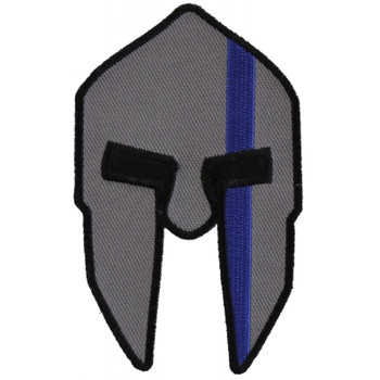 Spartan Helmet Blue Line Police Patch 