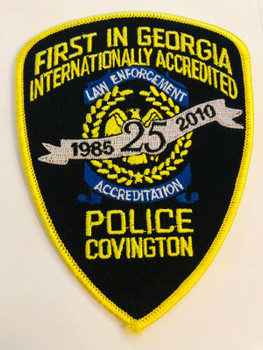 COVINGTON POLICE 25TH ANNIV. ACCREDITED RARE PATCH COVINGTON POLICE 25TH ANNIV. ACCREDITED RARE PATCH