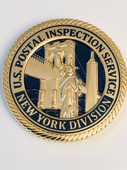 US POSTAL INSPECTION NY DIV. BLUE COIN
US POSTAL INSPECTION NY DIV. BLUE COIN