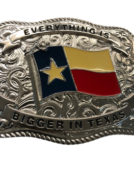 STATE OF TEXAS FLAG SILVER TONE BUCKLE
