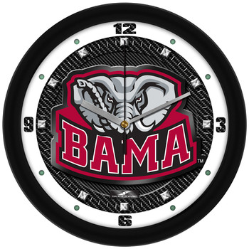 Alabama Crimson Tide - Carbon Fiber Textured Team Wall Clock
