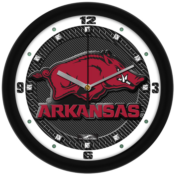 Arkansas Razorbacks - Carbon Fiber Textured Team Wall Clock