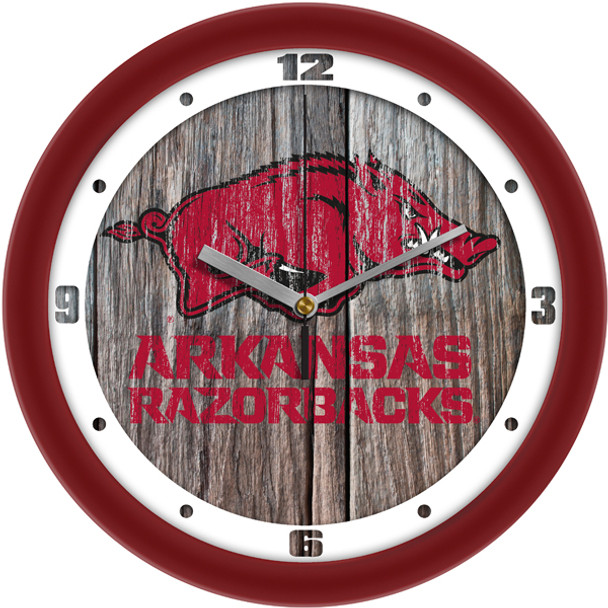 Arkansas Razorbacks - Weathered Wood Team Wall Clock