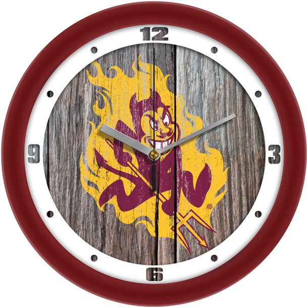 Arizona State Sun Devils - Weathered Wood Team Wall Clock