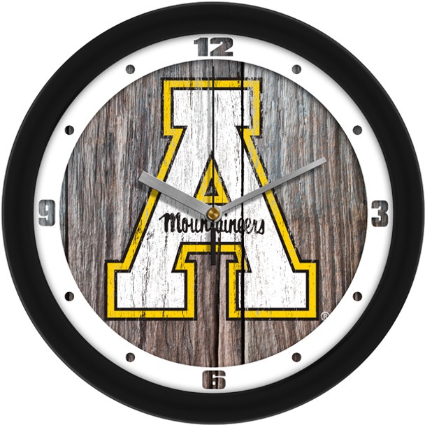 Appalachian State Mountaineers - Weathered Wood Team Wall Clock