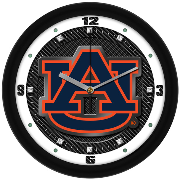 Auburn Tigers - Carbon Fiber Textured Team Wall Clock