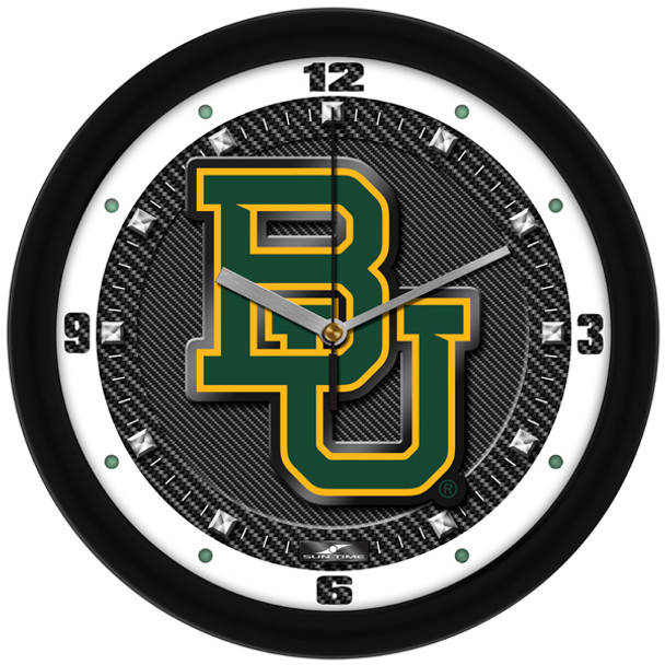 Baylor Bears - Carbon Fiber Textured Team Wall Clock