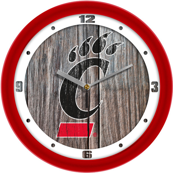 Cincinnati Bearcats - Weathered Wood Team Wall Clock