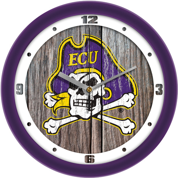 East Carolina Pirates - Weathered Wood Team Wall Clock