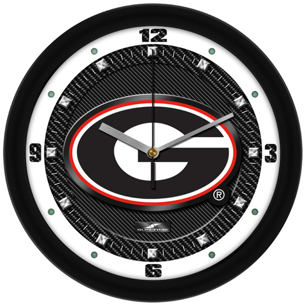 Georgia Bulldogs - Carbon Fiber Textured Team Wall Clock