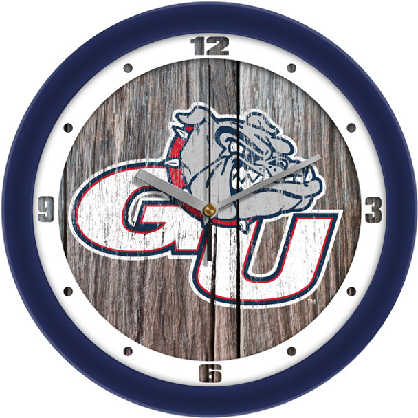 Gonzaga Bulldogs - Weathered Wood Team Wall Clock