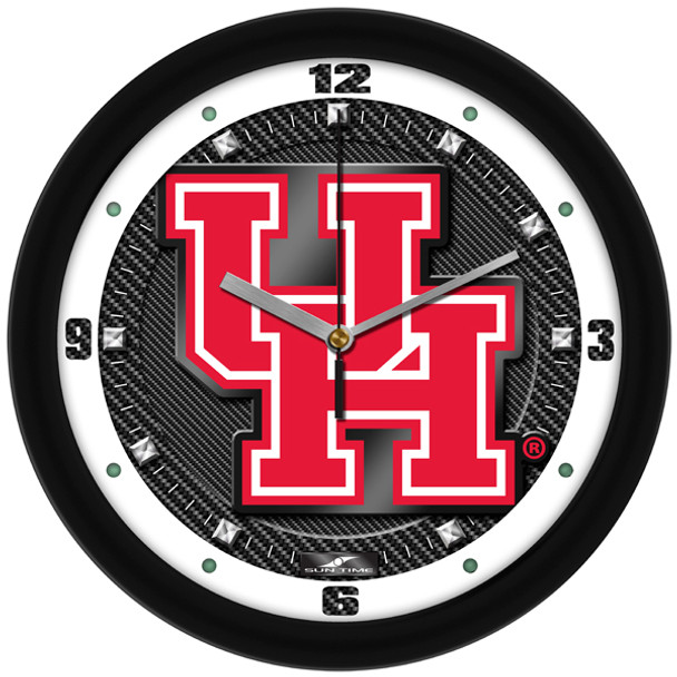 Houston Cougars - Carbon Fiber Textured Team Wall Clock