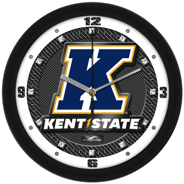 Kent State Golden Flashes - Carbon Fiber Textured Team Wall Clock