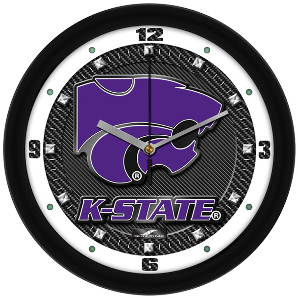 Kansas State Wildcats - Carbon Fiber Textured Team Wall Clock