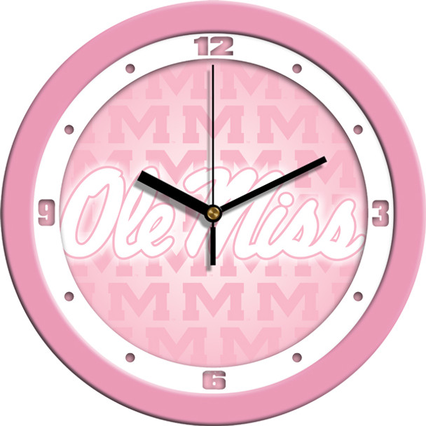 Mississippi Rebels - Ole Miss - Pink Team Wall Clock