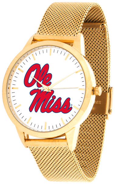 Mississippi Rebels - Ole Miss - Mesh Statement Watch - Gold Band