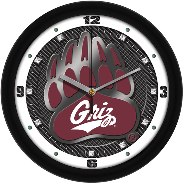 Montana Grizzlies - Carbon Fiber Textured Team Wall Clock