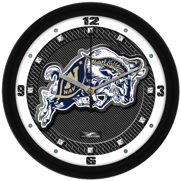 Naval Academy Midshipmen - Carbon Fiber Textured Team Wall Clock