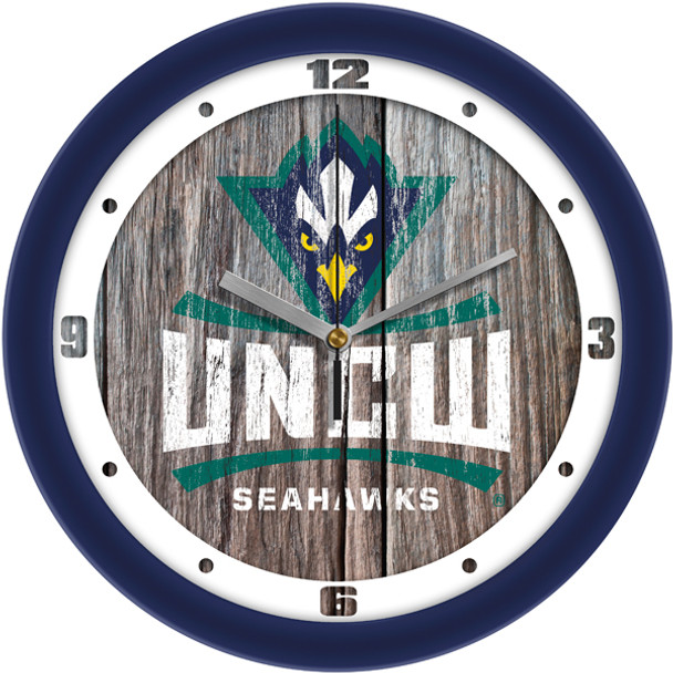 North Carolina Wilmington Seahawks - Weathered Wood Team Wall Clock