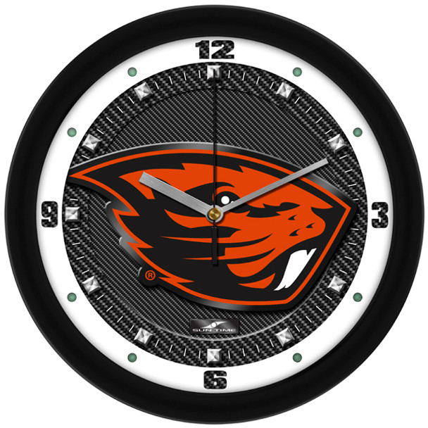 Oregon State Beavers - Carbon Fiber Textured Team Wall Clock