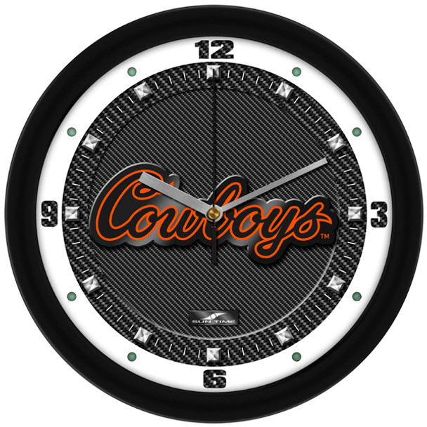 Oklahoma State Cowboys - Carbon Fiber Textured Team Wall Clock