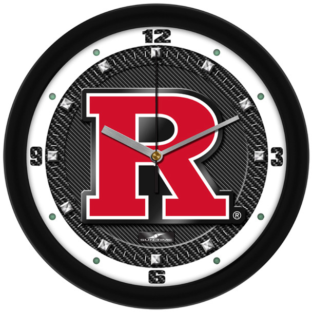Rutgers Scarlet Knights - Carbon Fiber Textured Team Wall Clock