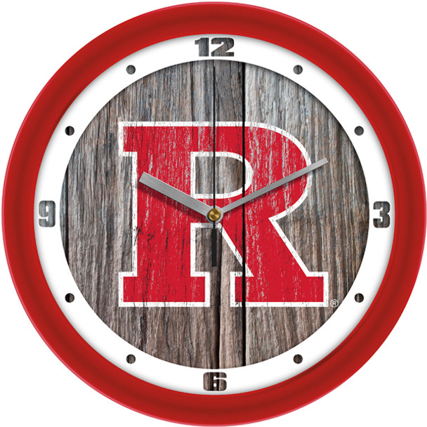 Rutgers Scarlet Knights - Weathered Wood Team Wall Clock