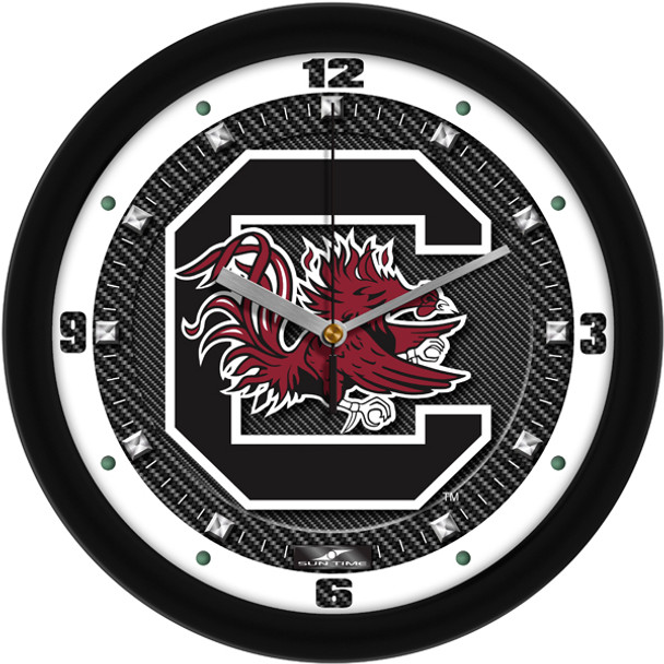 South Carolina Gamecocks - Carbon Fiber Textured Team Wall Clock