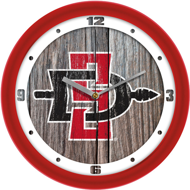 San Diego State Aztecs - Weathered Wood Team Wall Clock