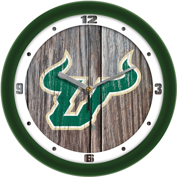 South Florida Bulls - Weathered Wood Team Wall Clock