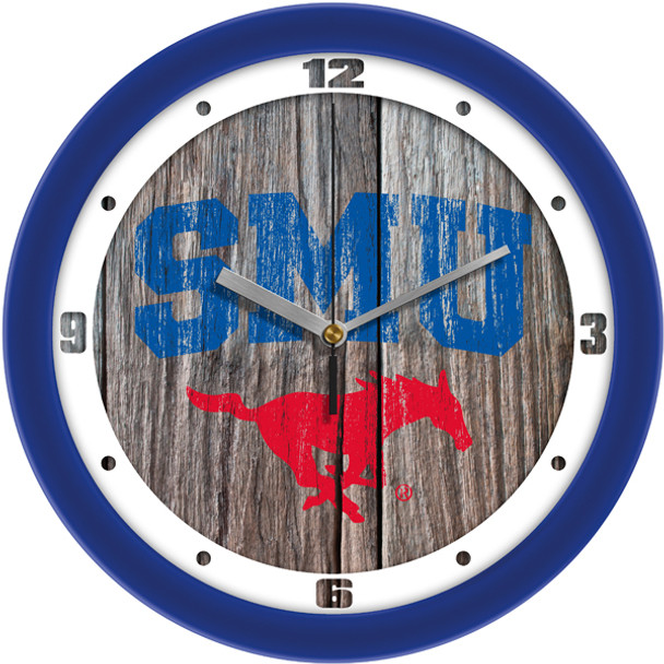 Southern Methodist University Mustangs - Weathered Wood Team Wall Clock