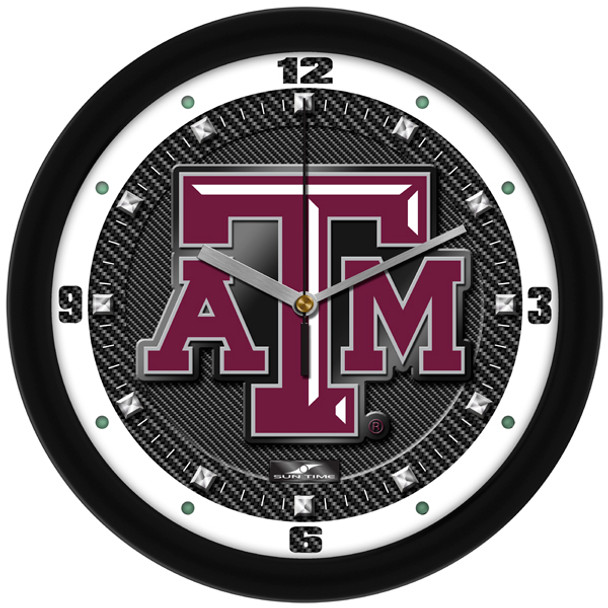Texas A&M Aggies - Carbon Fiber Textured Team Wall Clock