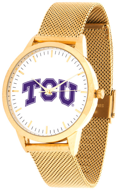 Texas Christian Horned Frogs - Mesh Statement Watch - Gold Band