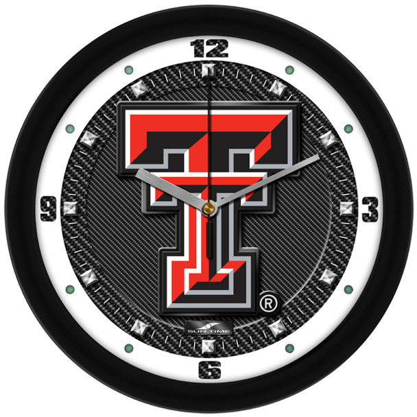 Texas Tech Red Raiders - Carbon Fiber Textured Team Wall Clock