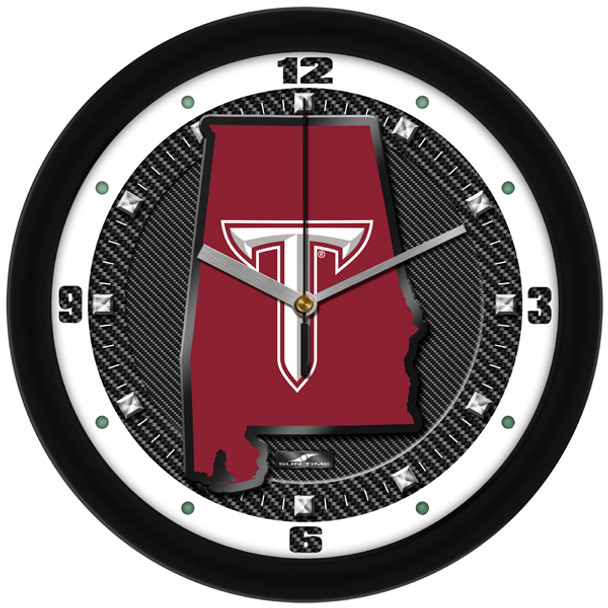 Troy Trojans - Carbon Fiber Textured Team Wall Clock